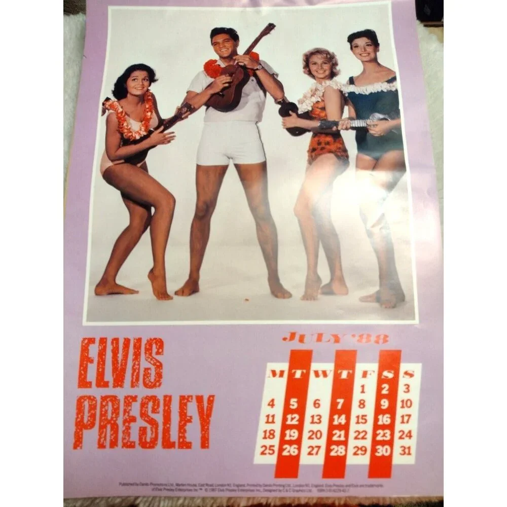 VINTAGE LARGE ELVIS PRESLEY OFFICIAL 1988 CALENDAR 17